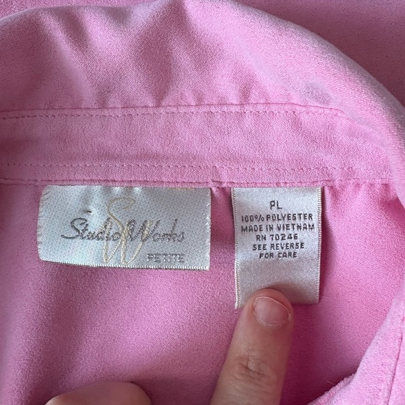 Studio Works Pink Lightweight Jacket Petite Large Button Down Spring Long Sleeve - Picture 2 of 16
